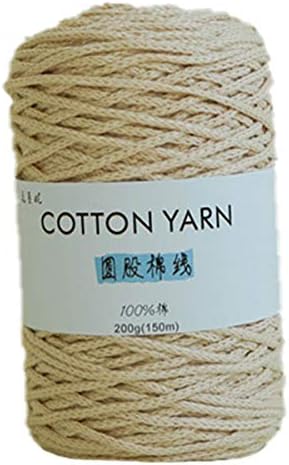 1PCS 200g 7.1oz Soild Color Hollow Knitted Crochet Yarns Nylon Cord Polyester Thread Round Rope Yarns for DIY Handbag Purse Basket Crochet Bag Fabric Yarn (250g, Apricot)