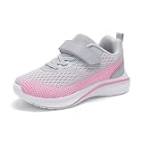 Aeckmd Turnschuhe Mädchen Hallenschuhe Kinder Sportschuhe Atmungsaktiv Outdoor Schuhe Sneaker Tennisschuhe Grau Rosa 30EU
