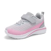 Aeckmd Turnschuhe Mädchen Hallenschuhe Kinder Sportschuhe Atmungsaktiv Outdoor Schuhe Sneaker Tennisschuhe Grau Rosa 39EU