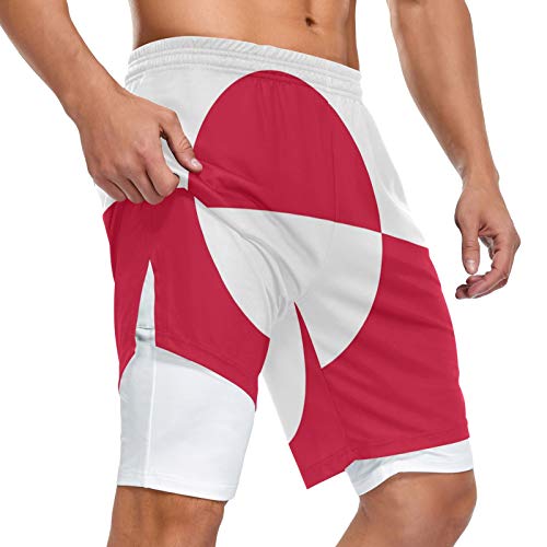 Vnurnrn Greenland Flag Mens 2 in 1 Workout Running Shorts Sport Pants with Pocket3