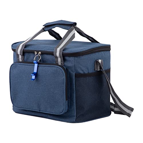 QQ CAT Bolsa de almuerzo aislada para hombre y mujer reutilizable 15 l para la oficina el trabajo a prueba de fugas nevera nevera nevera congelable con correa ajustable para adultos (azul marino) Cover