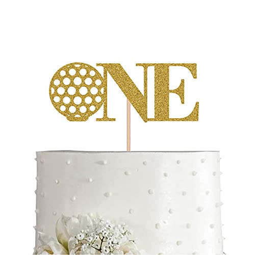 Gold 1St Birthday Golf Cake Topper, Glitter First One Year Birthday Party Cake Topper, Party Decoration #TOP23