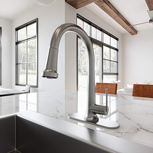 Design House 525717 Geneva Single-Handle Pull-Down Sprayer Kitchen Faucet, Satin Nickel #TOP1