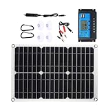Lurrose Solarladegerät Komplettset mit 10A Laderegler 20W 18v Dc Solarpanel mit Dual USB Robustes Wasserfestes Modul für Wohnmobil Camping und Bootsfahrten