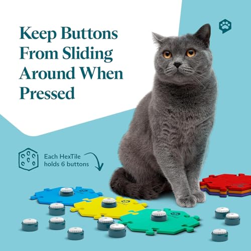 Image of FluentPet Speak Up! Key Vocab Kit with Clearer Upward-Facing Sound - 12 Recordable Buttons w /Pre-Installed Batteries, 6 HexTile Button Mats - Training Dog & Cat Communication Buttons