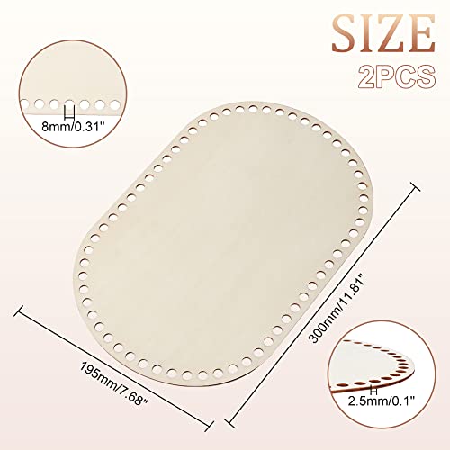 PH PandaHall 2pcs Wooden Basket Bottom Oval Crochet Basket Bottom 11.8×7.7" Wooden Base Shaper Blank Crochet Base for Basket Knitting Weaving Crochet Supplies DIY Bags Purse Making - Image 2
