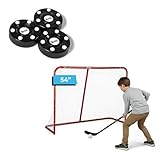 Premier Sports – Bundle 54“ Junior Steel Street Hockey Goal + 3 Pack Inline Hockey Pucks