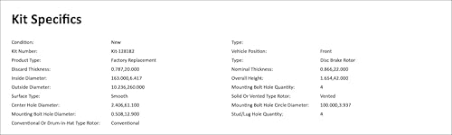 Miniatura 3 de Rotores de freno de disco - Kit delantero compatible con Nissan marzo 2012 2013 2014 2015 2016 2017 (juego delantero)