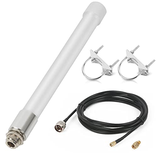 Image of WiFi Antenna Dual Band 2.4GHz 5GHz 5.8GHz 8dBi RP-SMA SMA Male Outdoor Indoor Antenna with 10ft KMR195 Cable for WiFi Router Hotspot Security IP Camera