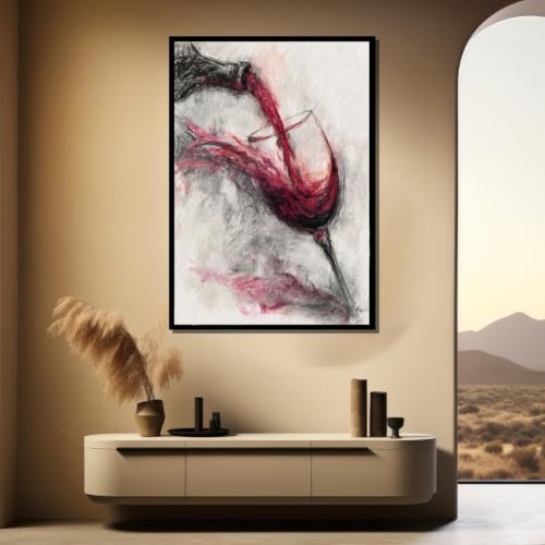 Tableau abstrait verre de vin, la solution murale prête à accrocher 40 x 60 cm