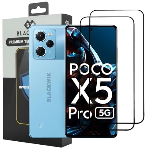Image of Blackwik Tempered Glass for Poco F5 /Poco X5 Pro /Redmi Note 12 Pro /Redmi Note 12 Pro Plus /Redmi Note 12 Discovery /Redmi Note 12 Turbo with Edge-To-Edge Coverage with Kit (Black) (Pack Of 2)