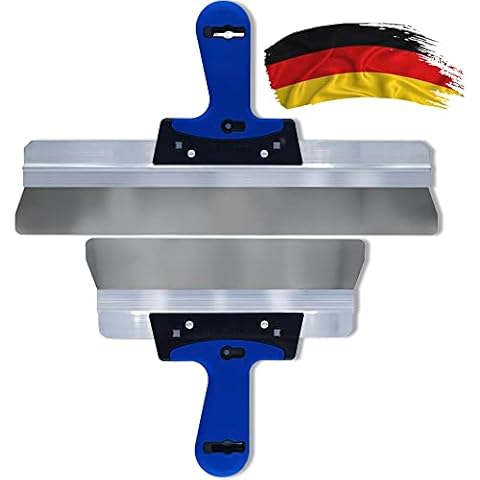 BACHSAM® Flächenspachtel-Set 400mm und 250mm breit - Profi Fassadenspachtel zum spachteln und Tapeten entfernen, Flächenglätter mit ergonomischen Griff, Edelstahlklinge-Rakel Made in Germany Cover