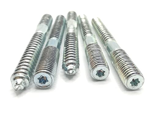 Image of Hanger Bolt M10x100 Silvery Double Headed Bolt Self-Tapping Screw with Hexagon for Furniture 12Pcs