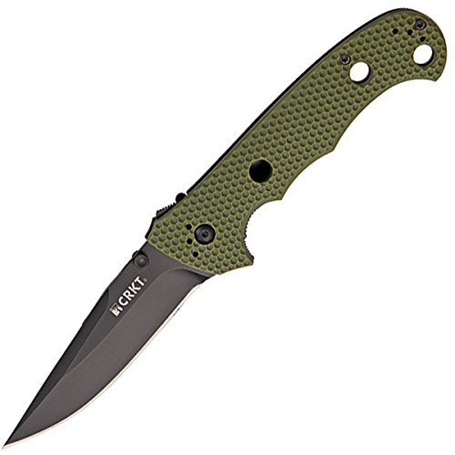 Columbia River Knife & Tool Hammond Cruiser Folding Knife with Black Blade and OD Green Zytel Handles
