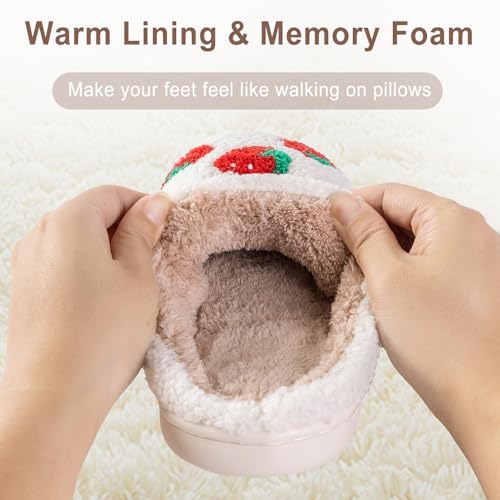 Obosoyo Slippers Women Strawberry Men House Fuzzy Plush Shoes Funky Cute Design Fun Slipper Unisex Comfy Bedroom Soft Warm Slipper Indoor Non-slip Slip-On4