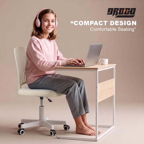 Image of DROGO Nova Ergonomic Office Chair, Armless Mesh Desk Chair with Breathable Backrest & Height Adjustable Seat, Soft Cushioned Computer Chair for Home, Study & Bedroom, 1 Year Warranty (Beige)