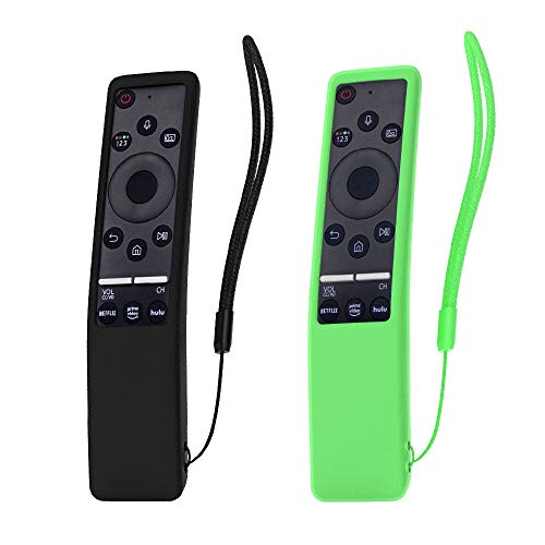 SIKAI 2-Pack Estuche Protector de Control Remoto Compatible con Samsung Mando a Distancia BN59-01274A BN59-01242A BN59-01259E Protección de Silicona a Prueba de Golpe (Negro-Luminoso Verde)