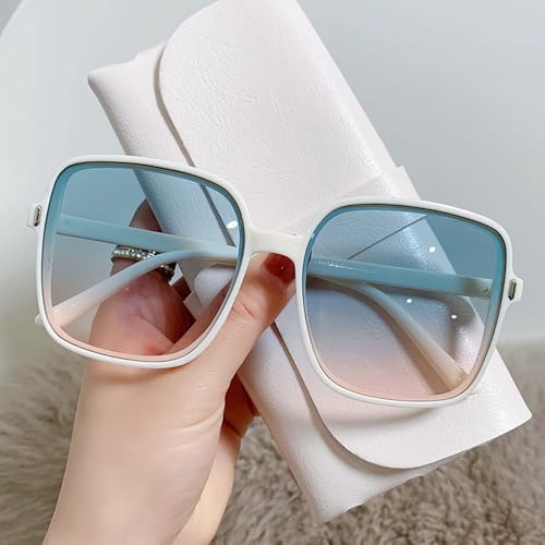 Sunglasses for Women Men Trendy Oversized Square Big Large Wide Fashion Shades UV Protection Sun Glasses Unisex