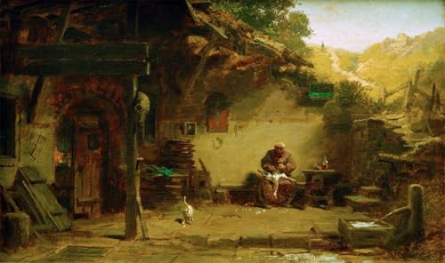 Affiche vieux moine plumant une oie Carl Spitzweg - Image sur toile murale 60x90
