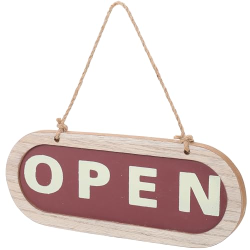 OHPHCALL Wooden Open Close Sign Business Signs Sided with Rope - Light Brown - Rectangular - Coffee Bar Shop Door Window