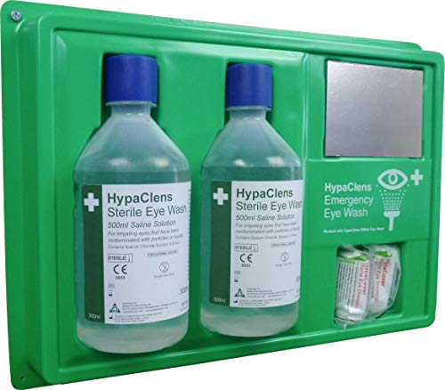 Image of Safety First Aid Group HypaClens Sterile Eye Wash Station with Sterile Saline Solution Eye Wash and Dressings