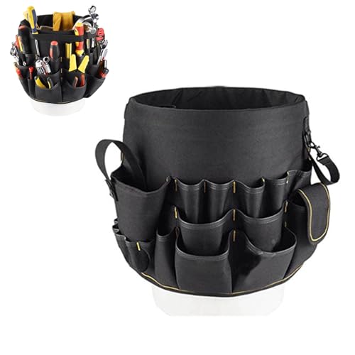 Garden Tool Bag, Heavy Duty Gardening Tool Bucket Organizer Gardening Tool Kit Holder with 56 Pockets for Garden Yard Lawn (Tools Not Included)