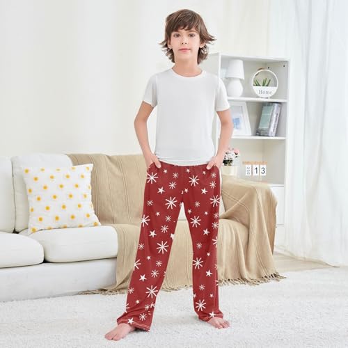 Boys' Pants Christmas Snowflake Star Long Bottoms Jogger Pants Elastic Waist Trousers with Pockets S-XL3