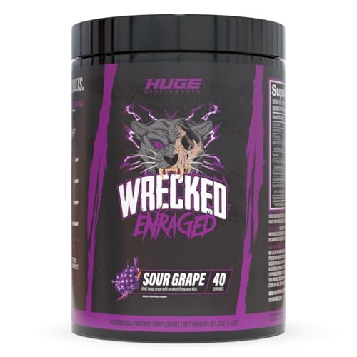Wrecked Enraged High Stim Pre Workout - Extreme Hardcore Formula for Intense Energy, Laser Focus & Maximum Strength - Potent Stimulant Matrix - for Advanced Lifters, Not for Beginners (40 Servings)