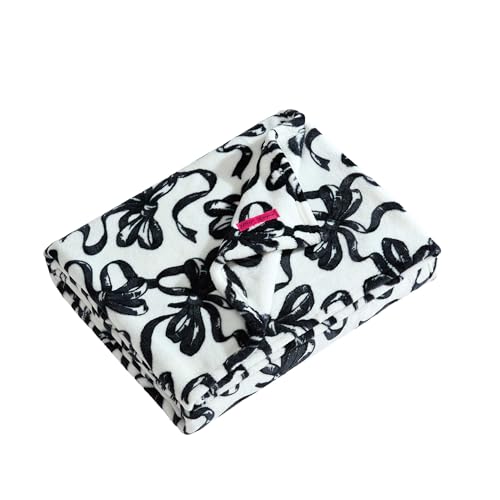 Image of Betsey Johnson - Plush Throw Blanket for Couch or Bed, Soft Reversible Western Fleece Throw, Cozy Printed Soft Blanket, Ballet Bows Grey, 50 inch x 70 inch