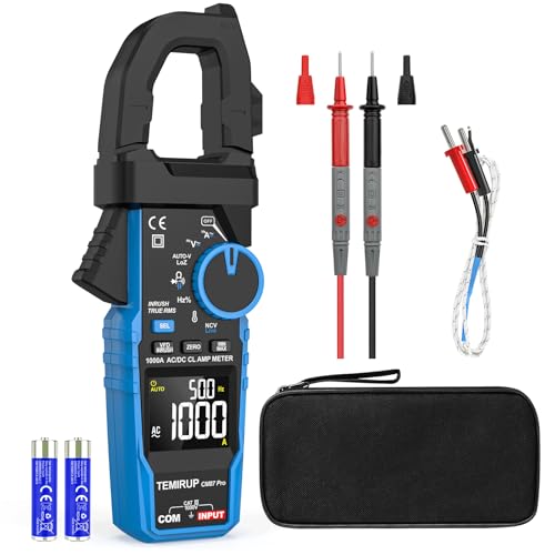 Digital Clamp Meter Multimeter with Inrush | AC DC Current Amp Meter,1000A True RMS,6000 Counts,VFD, LOZ Mode, Voltmeter, Continuity Tester Capacitor, Measures Current Voltage Temperature