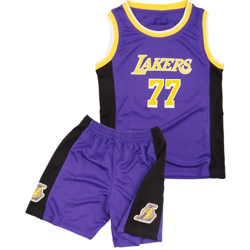 FUTERLY Maillot Basket Enfant/Adulte, 2 Pièces Tenue Basket Enfant Garcon, Ensemble Basketball Garçon Gilet + Shorts,6-8 Ans,Violet,M/140