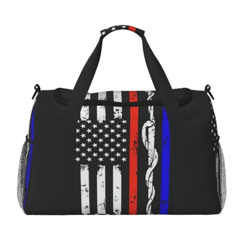 Bolsa de viaje grande impermeable y plegable con estampado resistente de rayas rojas