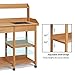 YAHEETECH Potting Bench Outdoor Garden Work Bench Station Planting Solid Wood Construction w/Sink Drawer Rack Shelves Natural