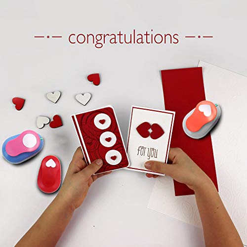 Heart Shaped Hole Punch - Buytra Scrapbook Paper Punchers, 4 PCS 5/8 Inch 1 Inch 3/2 Inch 2 Inch Punches with 10 PCS Colored Adhesive Card Stock, Paper Punches for Card Making DIY Albums Photos - Thumbnail 3
