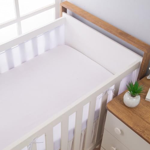 Tela Protetora Ajustável Para Laterais De Berço Grande Respirável Bebê Padrão Americano (Branco)