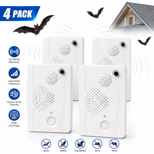 Image of 2026 Upgraded Bat Fortress Mini Repeller Indoor Deterrent 4Pack Adjustable Ultrasonic Bat Repellent Devices Outdoor Battery Operated Bat Repeller, Friendly to Human & Pet