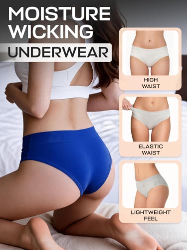 Image of Balanced Tech Moisture Wicking Underwear for Women, Seamless Workout Hipster Brief Bikini Panties