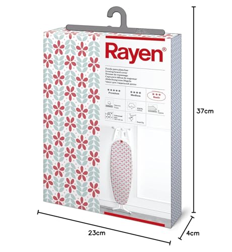 Rayen | Funda Tabla de Planchar Universal | Funda de Planchar Ajuste EasyClip | 2 capas: Espuma y tejido 100% Algodón | Gama Basic | Medida: 130 x 47 cm | Estampado