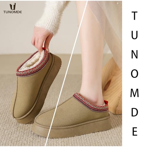 Women's Slippers Platform Mini Boots Ankle Short Boot Tunomde Slippers Slip on Fur Fleece Lined Tunomde Slipper For Indoor/Outdoor4