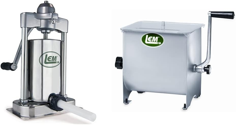 LEM Mighty Bite Vertical Sausage Stuffer and Manual Meat Mixer