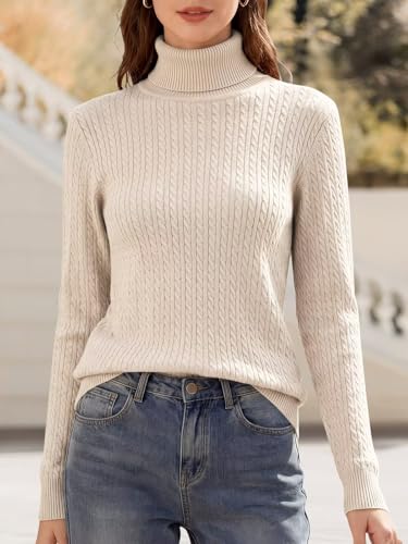 Image of ANFTFH Womens Turtleneck Sweater 2025 Ribbed Knit Top Pullover Sweaters