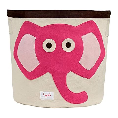 3 Sprouts Canvas Storage Bin - Laundry and Toy Basket for Baby and Kids, Elephant Cover