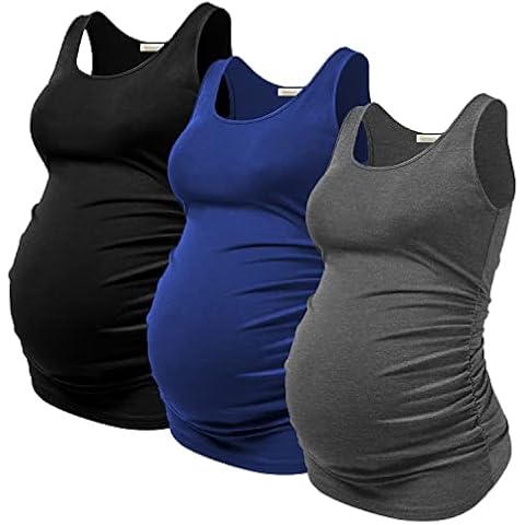 PARNIXS Summer Women's Maternity Tank Top Comfy Sleeveless Maternity Clothes, Medium (3 pcs) Cover