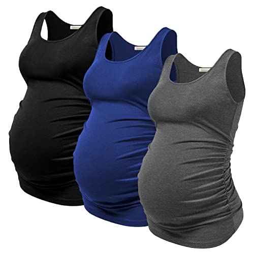 Image of PARNIXS Summer Women's Maternity Tank Top Comfy Sleeveless Maternity Clothes