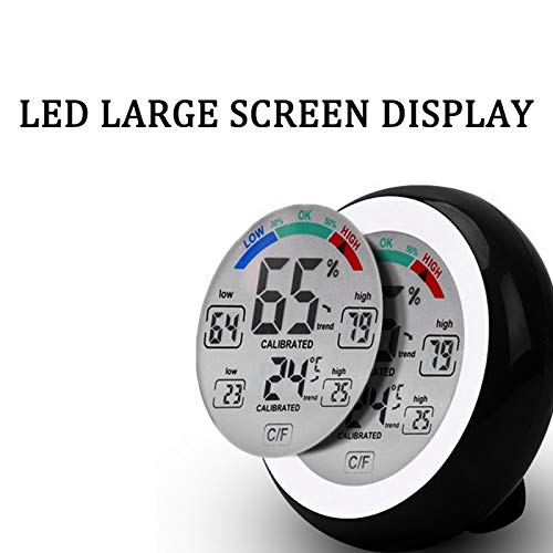 Meichoon Indoor Outdoor Thermometer Hygrometer,Wireless Electronic Temperature Humidity Meter,Round Touch Screen Household Digital LCD Display Thermometer,Weather Station Tester,UD02 Blue - Thumbnail 2