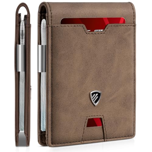 Image of RUNBOX Mens Slim Wallet with Money Clip RFID Blocking Bifold Credit Card Holder for Men with Gift Box
