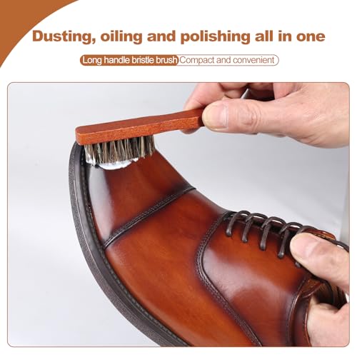 Srefaka Shoe Brush Shoe Polish Brush Horse Hair Brush for Leather Horsehair Shoe Brush Professional Shoe Polish Applicator
