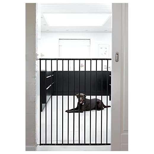 BabyDan Scandinavisch huisdierontwerp extra hoog uitschuifbaar, 62,5-106,8 cm/24,6-42 inch breed, 103 cm/40,5 inch hoog, uitschuifbaar traphekje, metaal, zwart, gemaakt in Denemarken