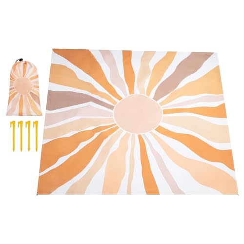 Alfombra de playa extragrande de 210 x 200 cm, manta de picnic impermeable y resistente al agua, toallas de arena portátiles de secado rápido para camping, jardín y diversión de fay