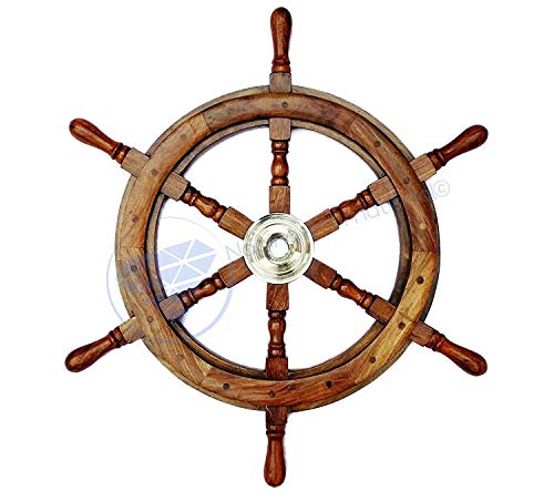 Nagina International Natural Wood Premium Pirates Boat Ship Wheel (24 Inches)